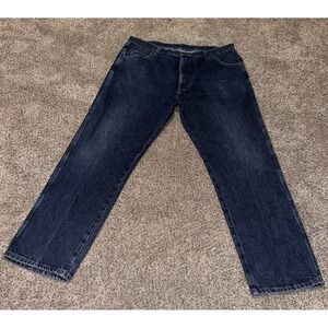 Wrangler Jeans Mens 40x32 Blue Straight Fit Dark Wash Denim Pants Western